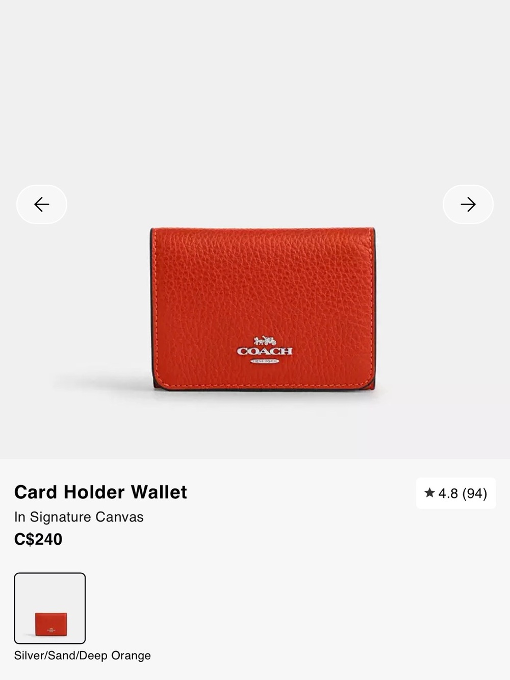 Coach | Card Holder Wallet In Signature Canvas - Picture 12 of 13